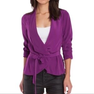Guess Purple Isabel Draped Jacket Blazer large